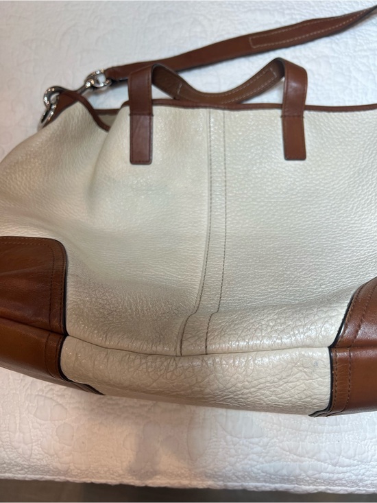 Coach Handbags - Coach Cream and Brown Leather Two-Tone Tote